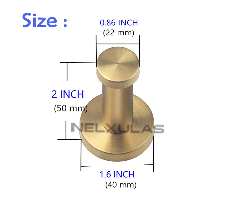 NELXULAS Golden Brushed Stainless Steel Single Super Heavy Duty Wall Mount Hook, Bath Towel Hooks, Coat Hanger (2", 4 PCS) - Image 5